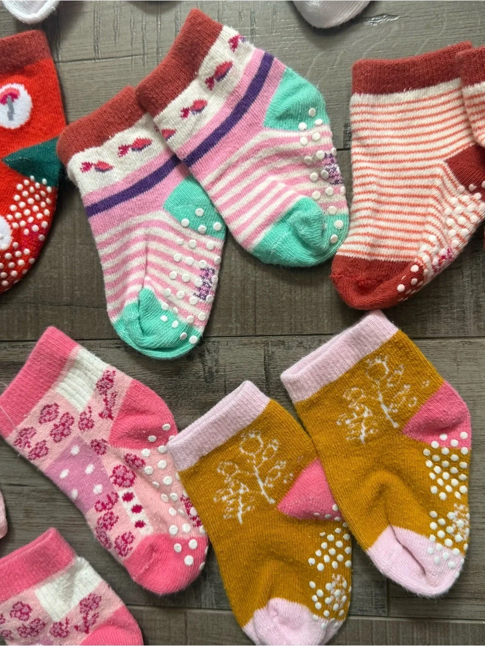 Carter's Assorted Girls Non-Slip Socks - Pink, Coral, Aqua, Mustard, Red